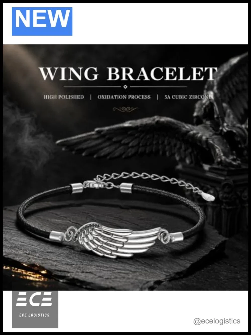Sterling Silver Angel Wing Bracelet Adjustable Chain Guardian Jewelry Gift